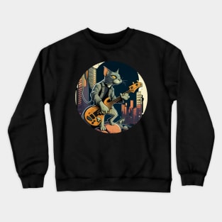 Alone Cool Cat Play Guitar Bass - Love Cats Crewneck Sweatshirt